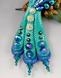Textured clay peacock tail feathers